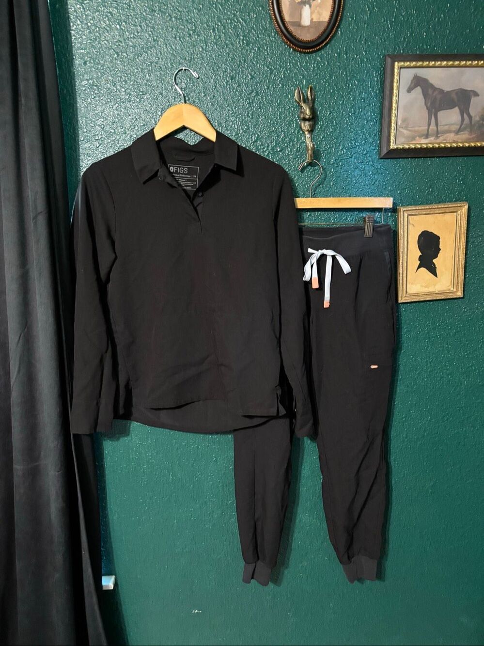 Figs Technical Collection Black Matching Womens Scrubs Size XS